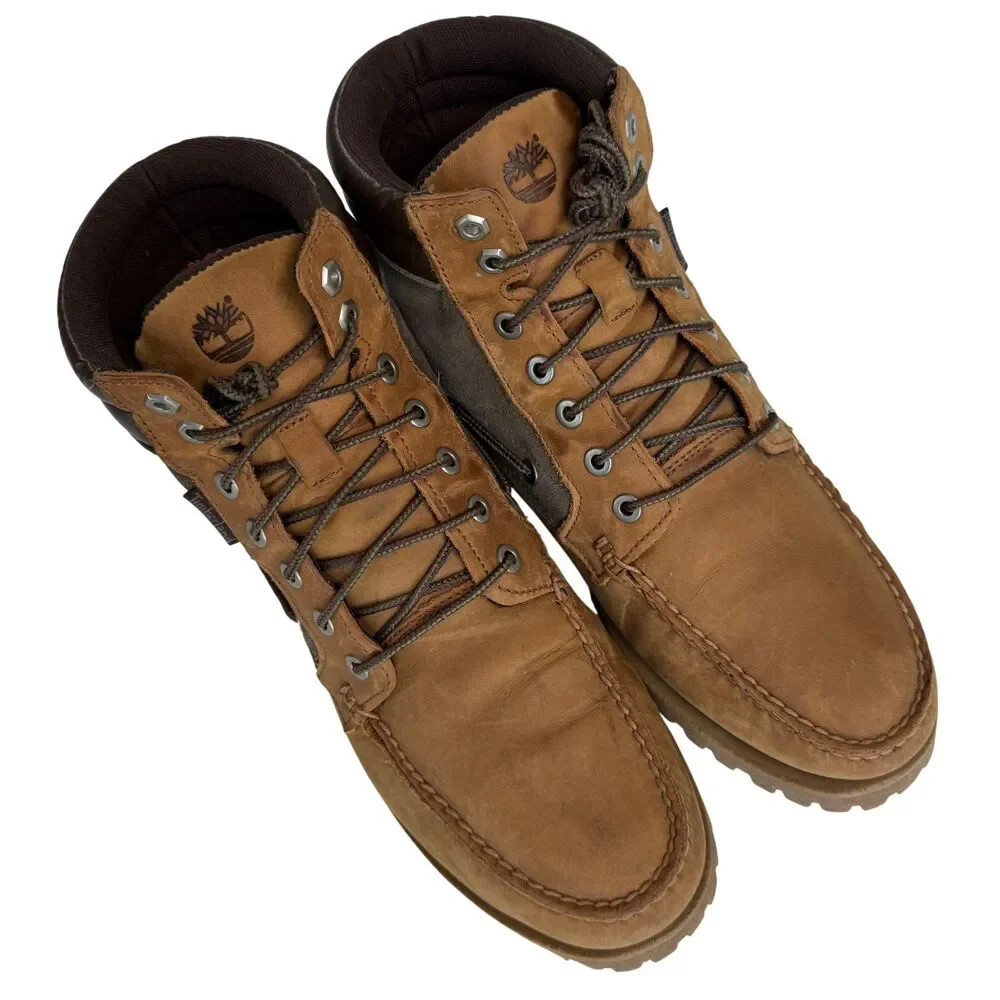 Timberland Men's AE Oakwell Nubuck Leather Mid Moc Toe Boots Size 11 Brown Green